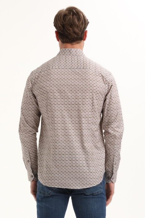 Gabbiano bruine heren overhemd | Model achteraanzicht