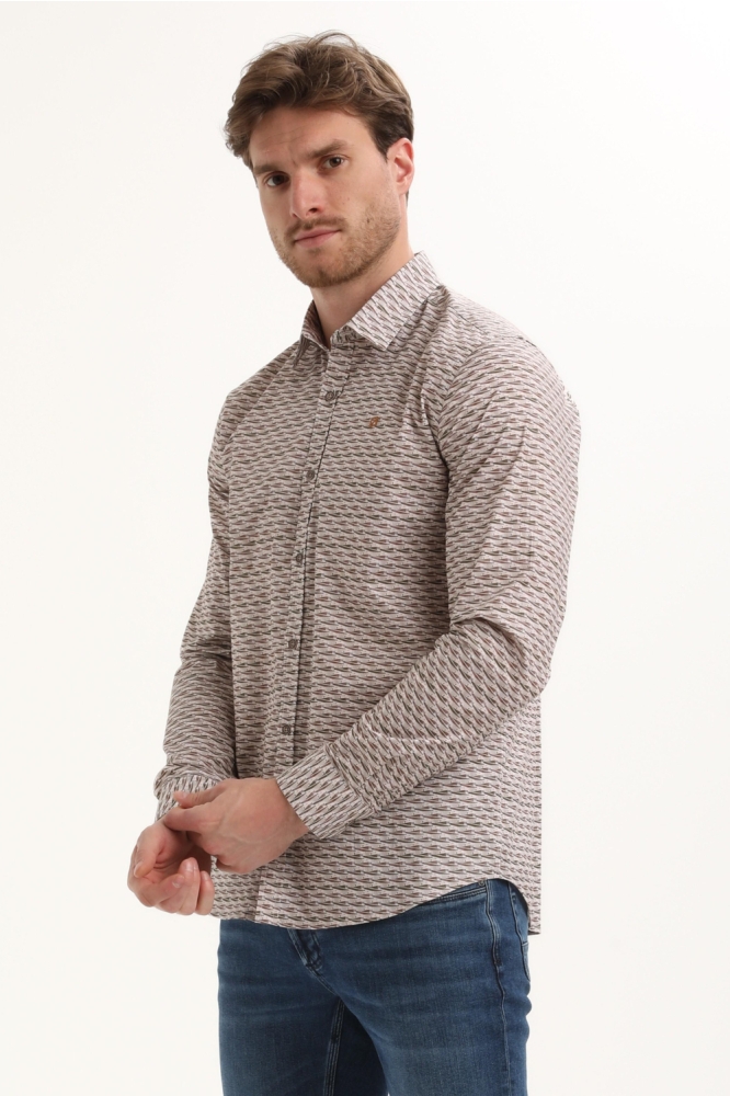 Gabbiano bruine heren overhemd | Model zijaanzicht