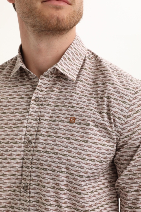 Gabbiano bruine heren overhemd | Close up