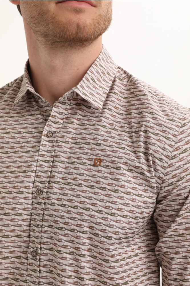 Gabbiano bruine heren overhemd | Close up