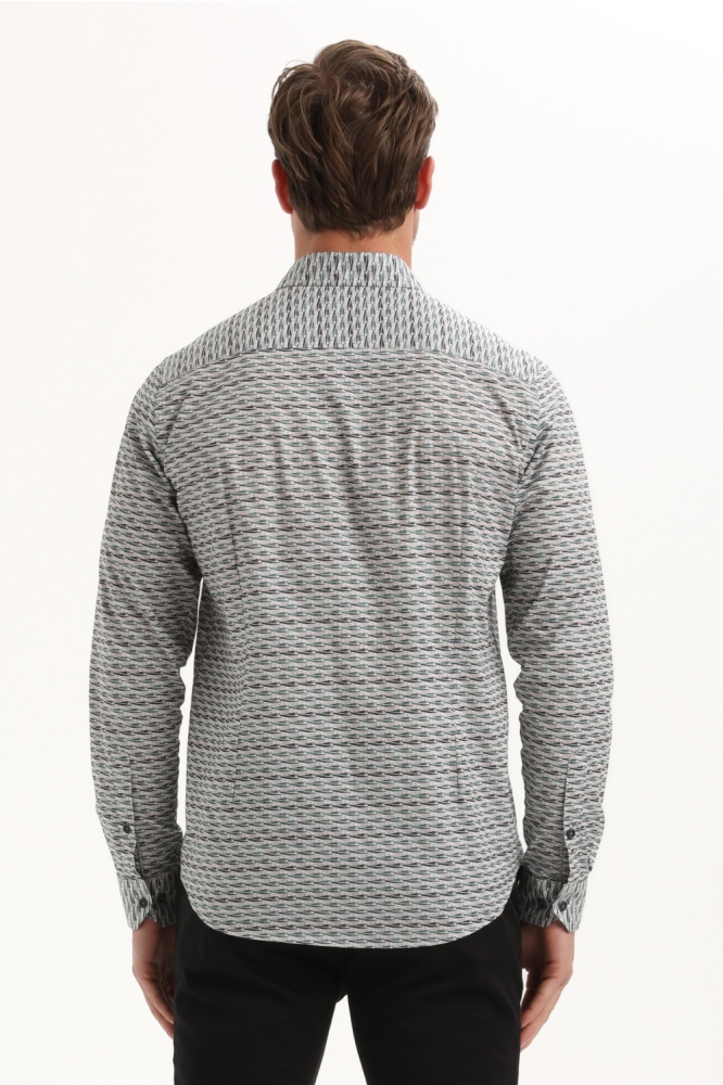 Gabbiano blauwe heren overhemd | Model achteraanzicht