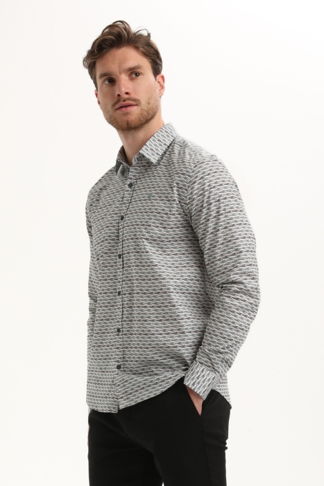 Gabbiano blauwe heren overhemd | Model zijaanzicht