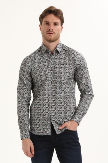 Gabbiano Overhemd OVERHEMD MET ALLOVER PRINT335738 5703 teal blue