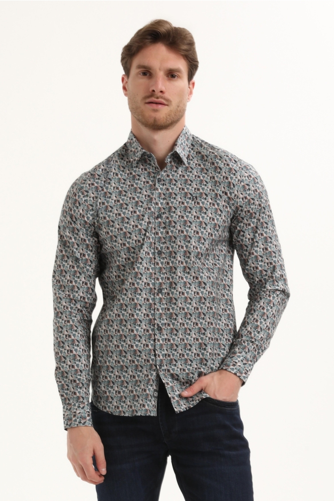 Gabbiano groene heren overhemd | Model vooraanzicht