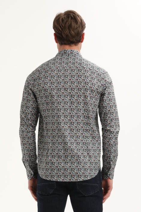 Gabbiano groene heren overhemd | Model achteraanzicht