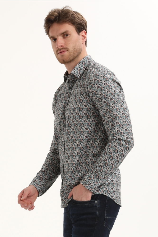 Gabbiano groene heren overhemd | Model zijaanzicht