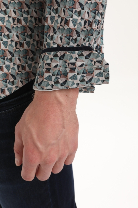 Gabbiano groene heren overhemd | Close up