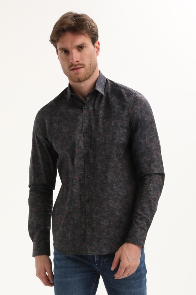 Gabbiano blauwe heren overhemd | Model vooraanzicht