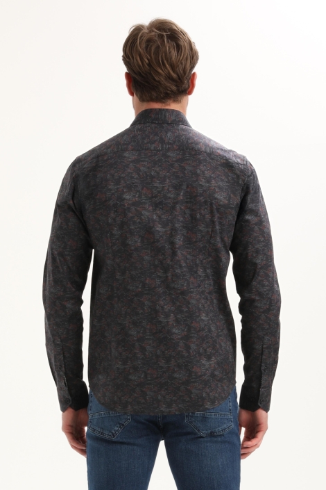 Gabbiano blauwe heren overhemd | Model achteraanzicht