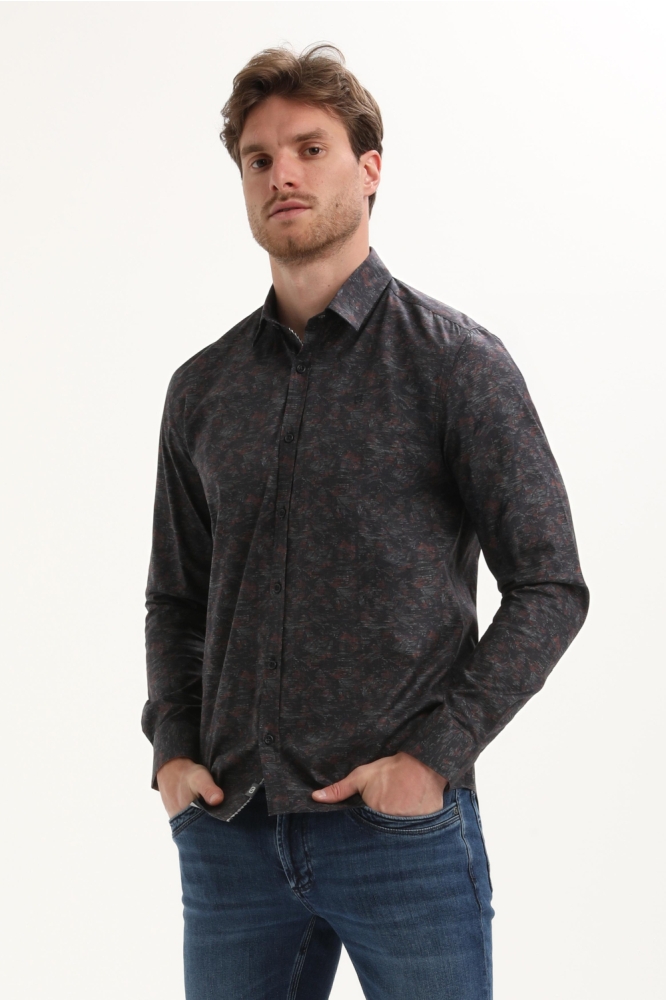 Gabbiano blauwe heren overhemd | Model zijaanzicht