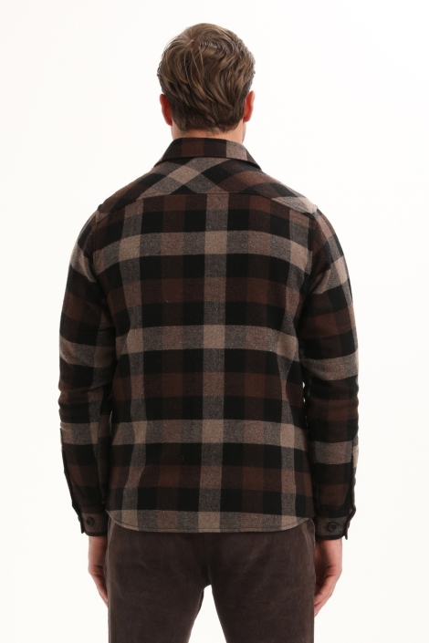 Gabbiano bruine heren overhemd | Model achteraanzicht