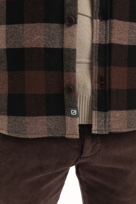 Gabbiano bruine heren overhemd | Close up