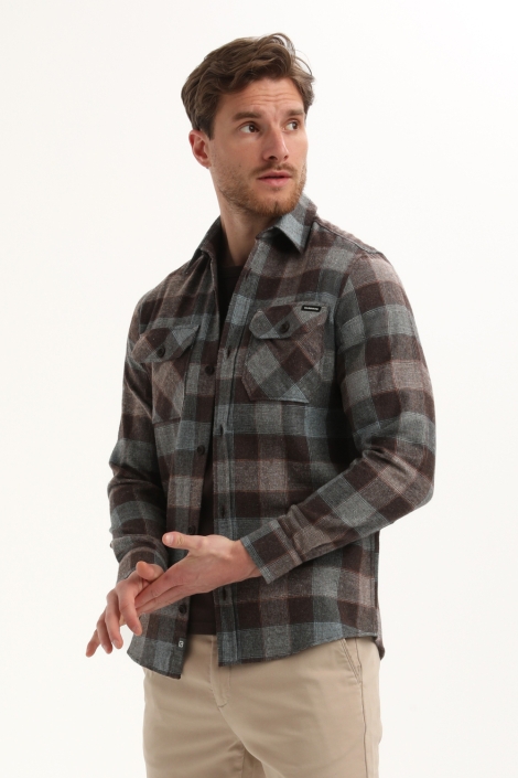 Gabbiano bruine heren overhemd | Model zijaanzicht