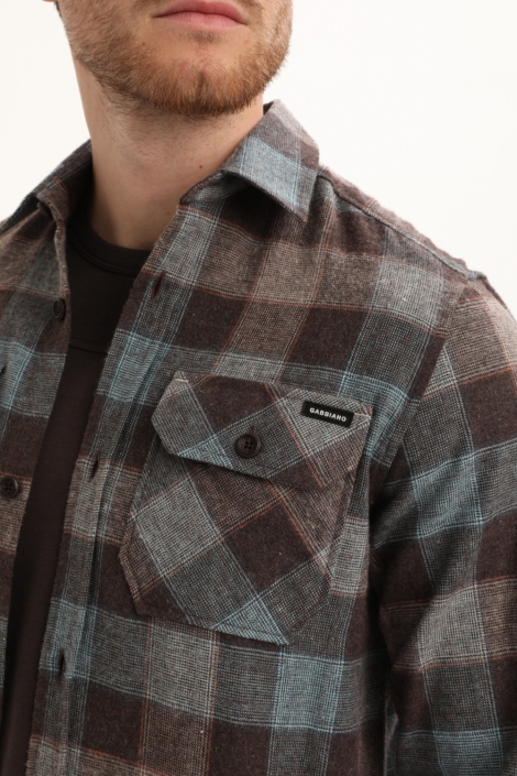 Gabbiano bruine heren overhemd | Close up