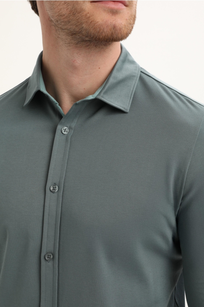 Gabbiano blauwe heren overhemd | Close up