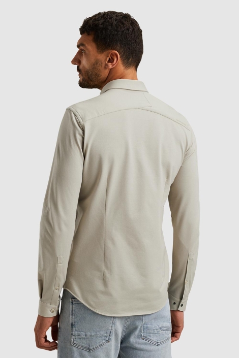 Cast Iron beige heren overhemd | Model achteraanzicht