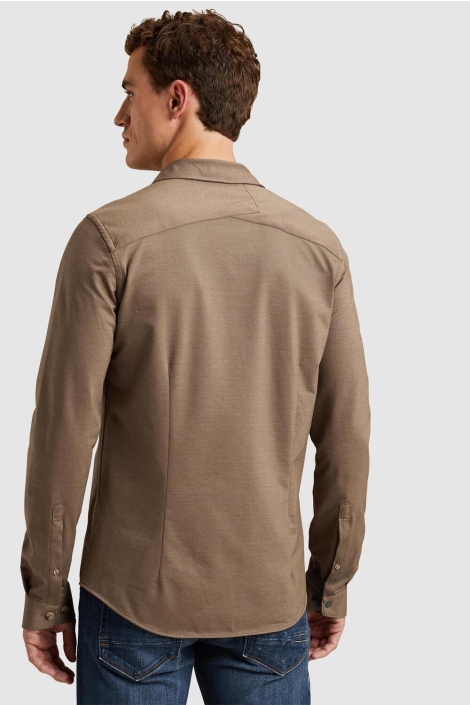 Cast Iron bruine heren overhemd | Model achteraanzicht
