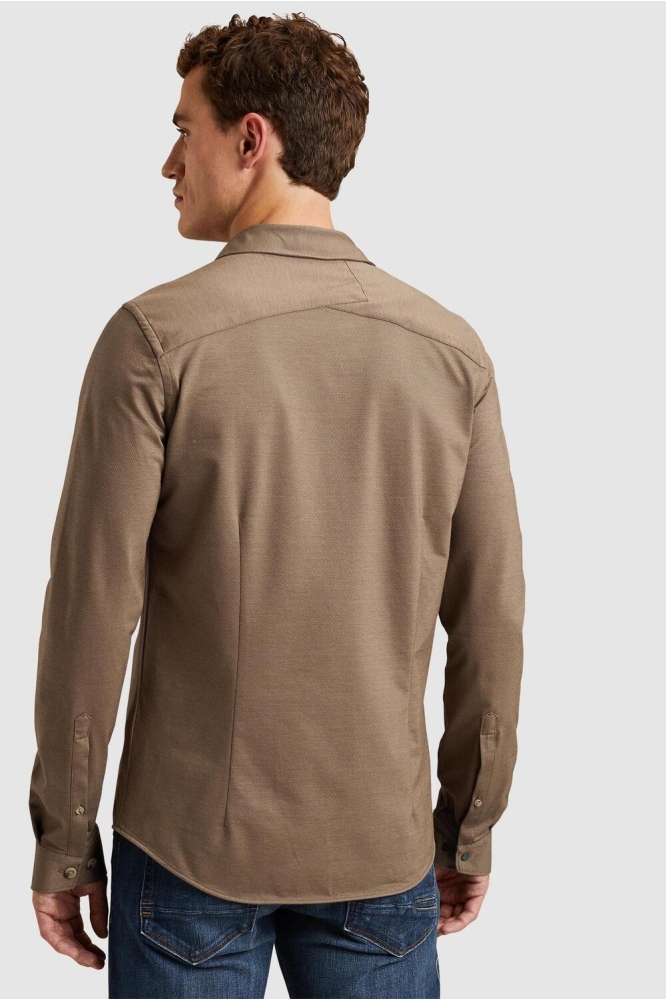 Cast Iron bruine heren overhemd | Model achteraanzicht