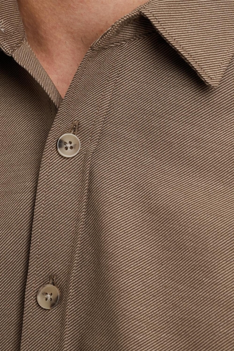 Cast Iron bruine heren overhemd | Close up
