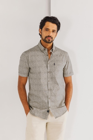 State of Art shirt ss print popli Taupe