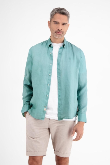 Lerros Overhemd OVERHEMD VAN LINNEN EN KATOEN MIX 2541111 456 COASTAL BLUE