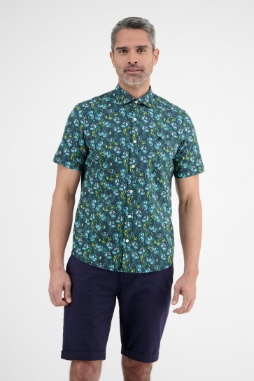 Lerros Overhemd STRETCH POPLIN OVERHEMD BLOEM MOTIEF 2542326 456 COASTAL BLUE