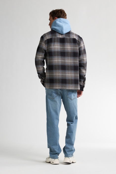 Petrol Industries grijze heren overhemd | Model achteraanzicht