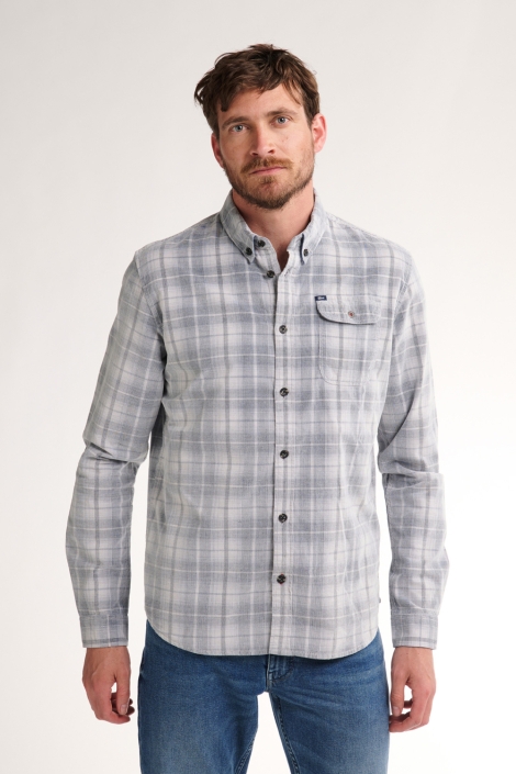 Petrol Industries grijze heren overhemd | Model vooraanzicht