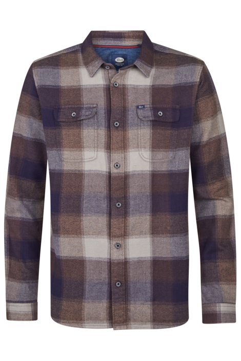 Petrol Industries bruine heren overhemd | Vooraanzicht