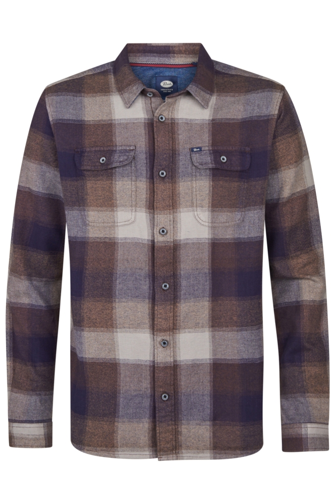Petrol Industries bruine heren overhemd | Vooraanzicht