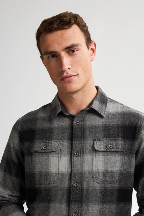 Petrol Industries zwarte heren overhemd | Close up