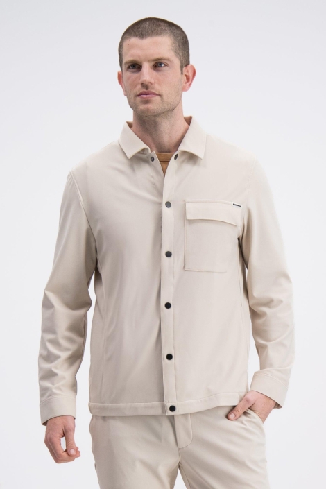 Gabbiano beige heren overhemd | Model vooraanzicht