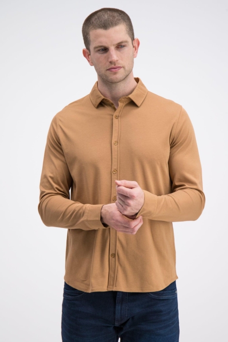 Gabbiano camel heren overhemd | Model vooraanzicht