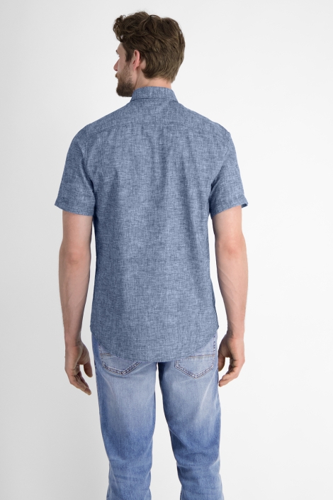 Lerros blauwe heren overhemd | Model achteraanzicht