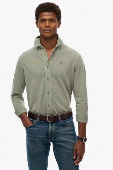Superdry Overhemd VINTAGE DESTROY PIQUE LS SHIRT M4011000A 1KH Light Khaki Green
