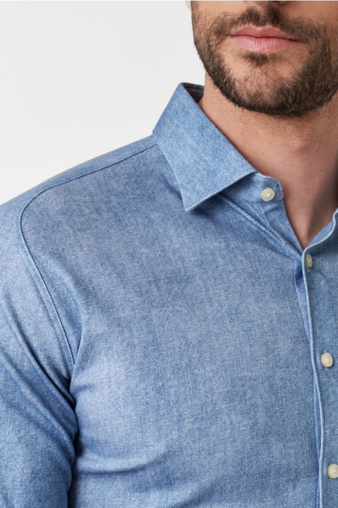Desoto blauwe heren overhemd | Close up