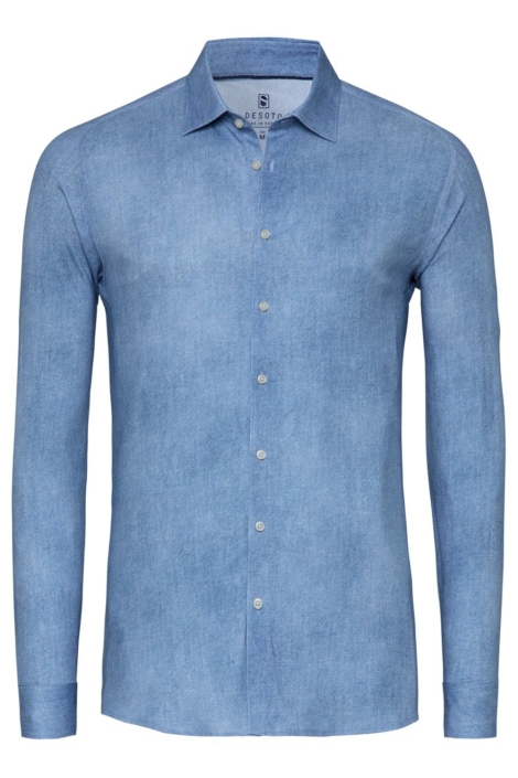 Desoto blauwe heren overhemd | Vooraanzicht