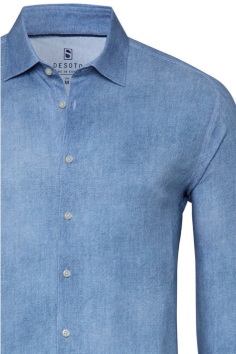 Desoto blauwe heren overhemd | Close up
