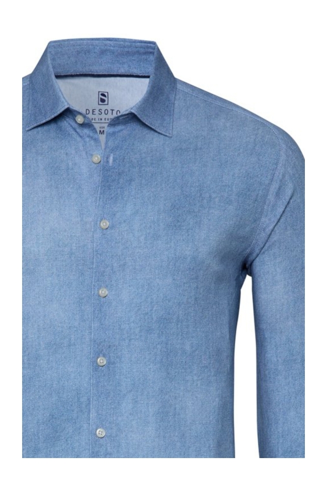 Desoto blauwe heren overhemd | Close up