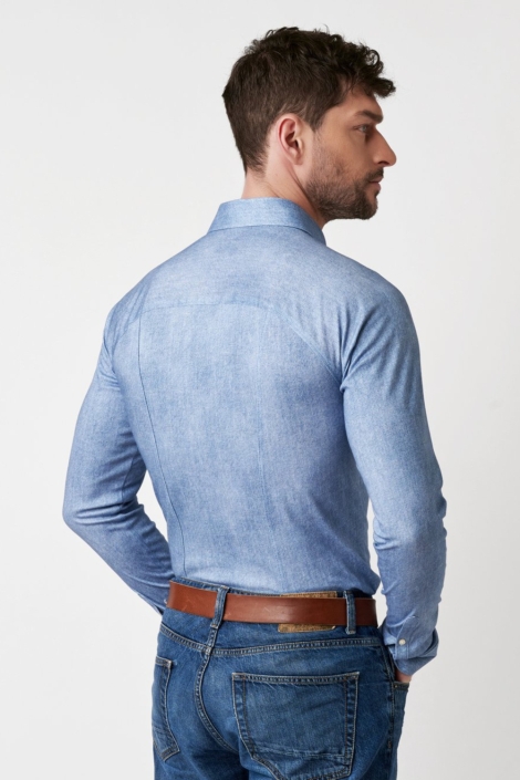 Desoto blauwe heren overhemd | Model achteraanzicht