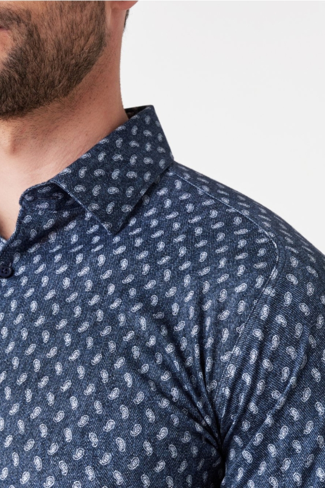 Desoto blauwe heren overhemd | Close up