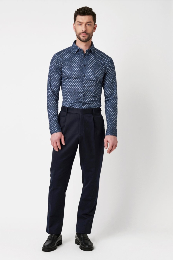 Desoto blauwe heren overhemd | Model vooraanzicht