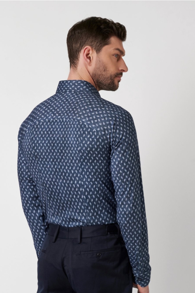 Desoto blauwe heren overhemd | Model achteraanzicht