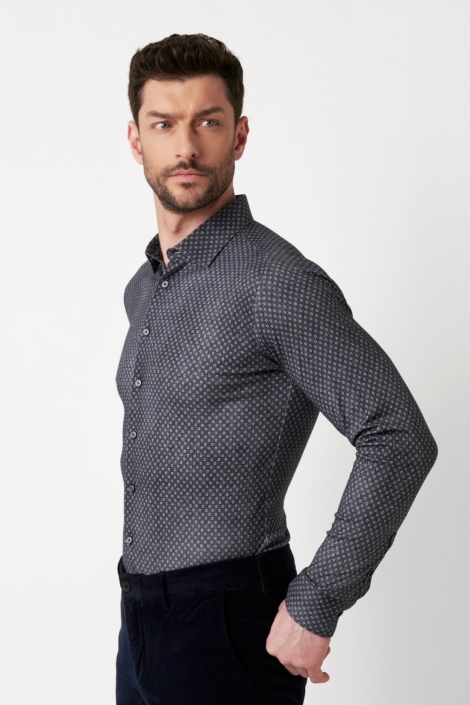 Desoto blauwe heren overhemd | Model vooraanzicht