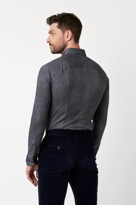 Desoto blauwe heren overhemd | Model achteraanzicht