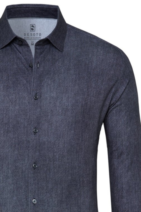 Desoto blauwe heren overhemd | Close up