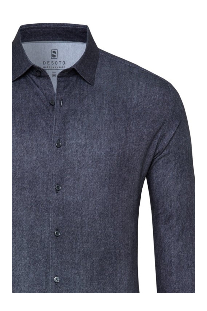 Desoto blauwe heren overhemd | Close up