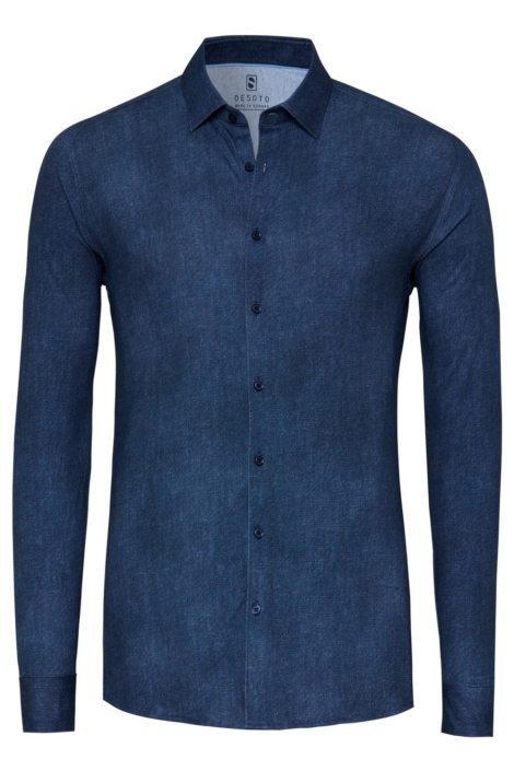Desoto blauwe heren overhemd | Vooraanzicht