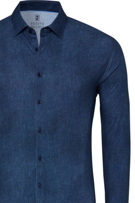 Desoto blauwe heren overhemd | Close up