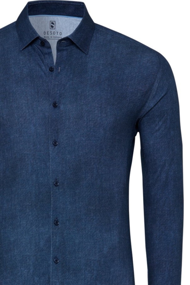 Desoto blauwe heren overhemd | Close up